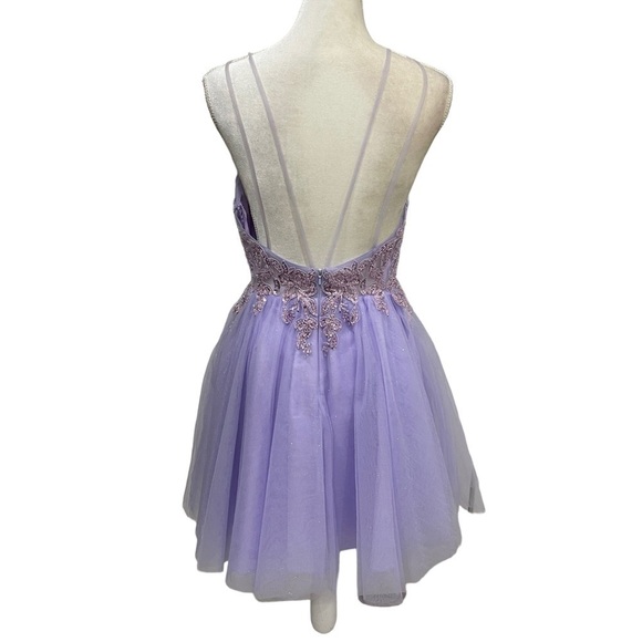 Coya Collection New XS Floral Embroidered Open V Back Tulle Fit and Flare Dress - Picture 4 of 14